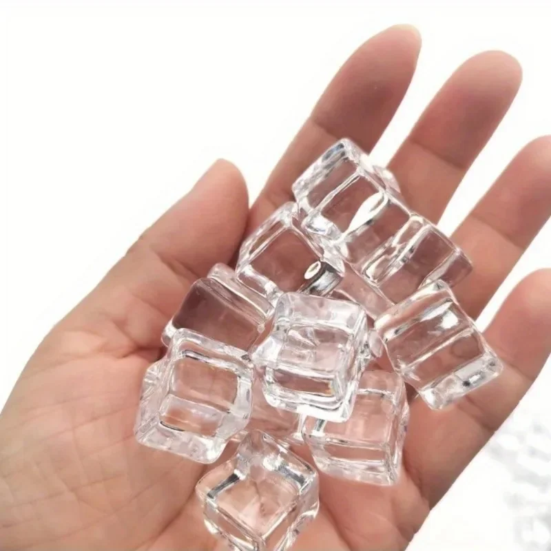 Reusable Acrylic Fake Ice Cubes Highly Transparent Ice Side Length 1.7/2/2.5/3 Cm for Photography Accessories Props Decoration