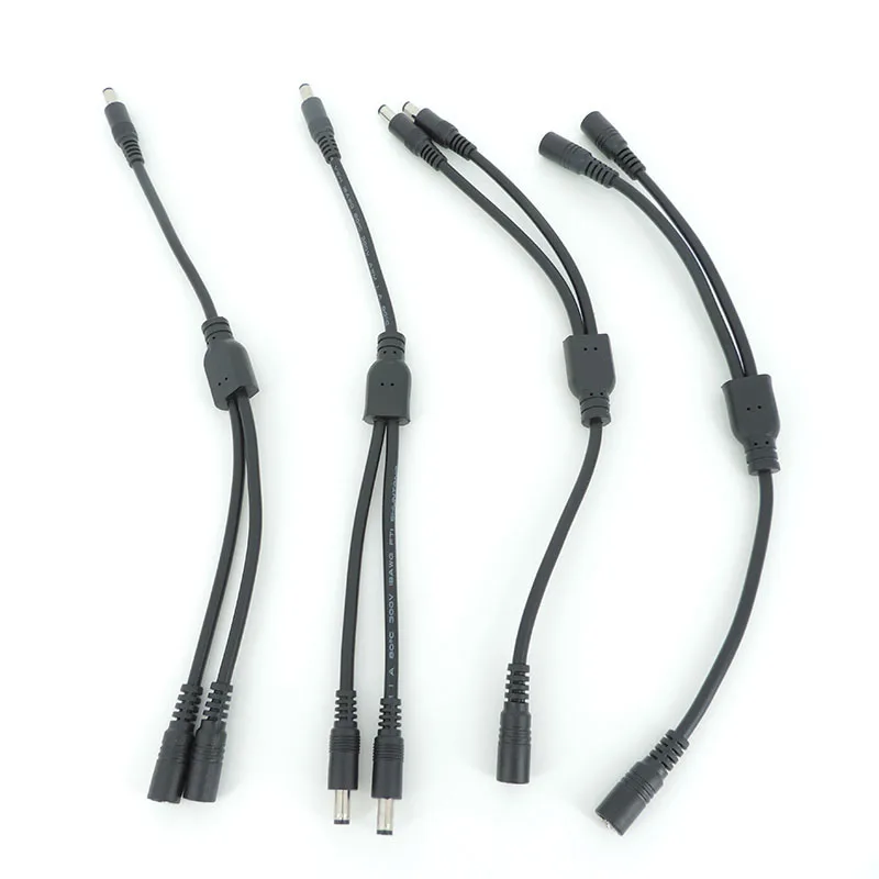 Adaptateur d'alimentation cc, 18awg, 1-36v, 2 voies, 1 mâle femelle à 2 mâle femelle, extension de prise, 5.5mm x 2.1mm