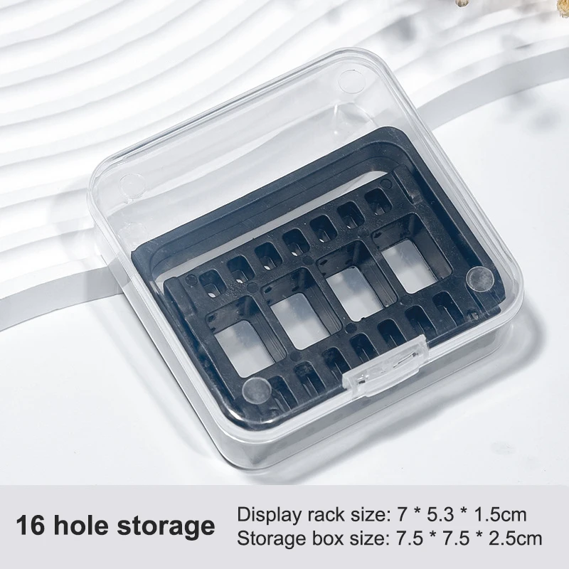 Portable Dust-Proof Nail Tool Storage Organizer with Flip-Top Lid and 16 Slots