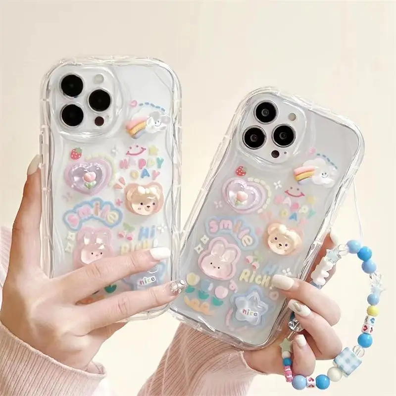 Clear 3D Bear Hanging Phone Case