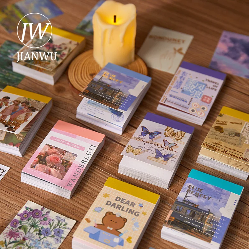JIANWU 50 Шт Красочная иллюстрация Эстетическая наклейка книга Kawaii Канцтовары