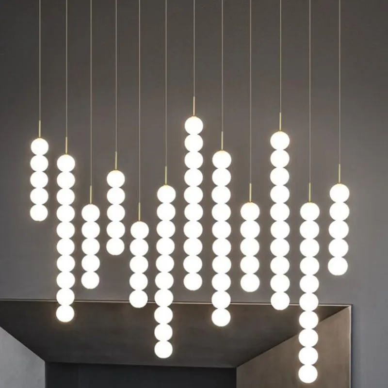 

White glass ball pendant lights Kitchen Bubble Hanging Lamp living room Restaurant Stairs Bar Decor Pendant Lamps Fixtures