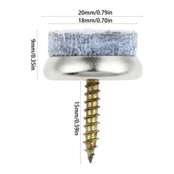 Set of 10 Gray Screw - On Felt Glider Pads for Hardwood Floors and Furniture Protection (20mm 10pcs)
