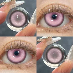Visuashow Pink Anime Cosplay Contacts: 12 - Month Cute Small Pupil Eye Accessory (Cyber Cosmetic Pink)