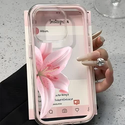 Romantic Pink Lily Clear Phone Case - Candy Color Silicone Soft Cover - iPhone 11 Pro Max (Transparent Pink)