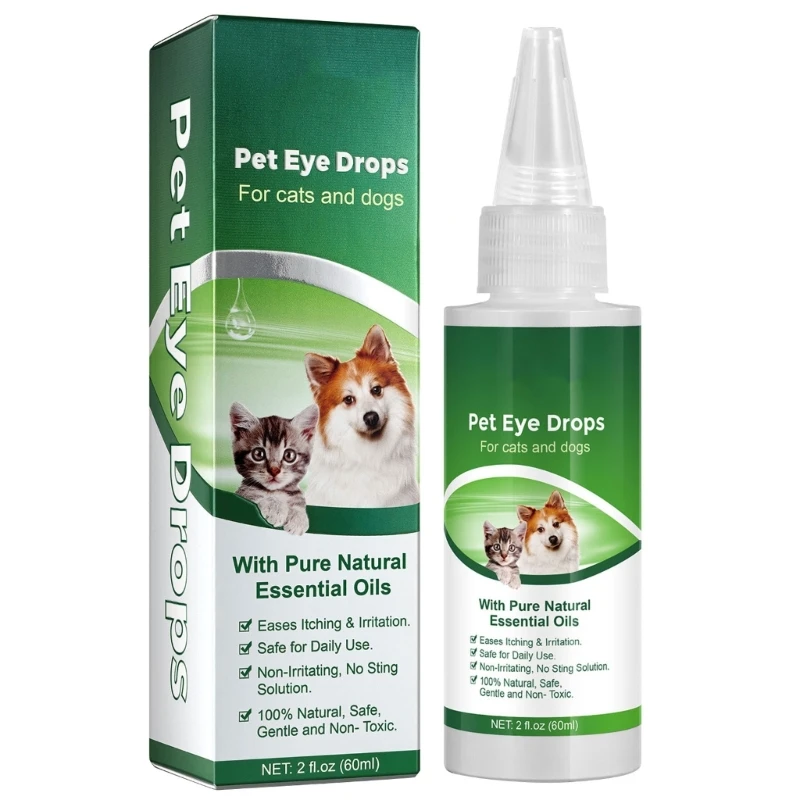 60ml Pet Eye Wash Drops Effective Remove Tear Pet Eye Cleaning Care Supplies J60C