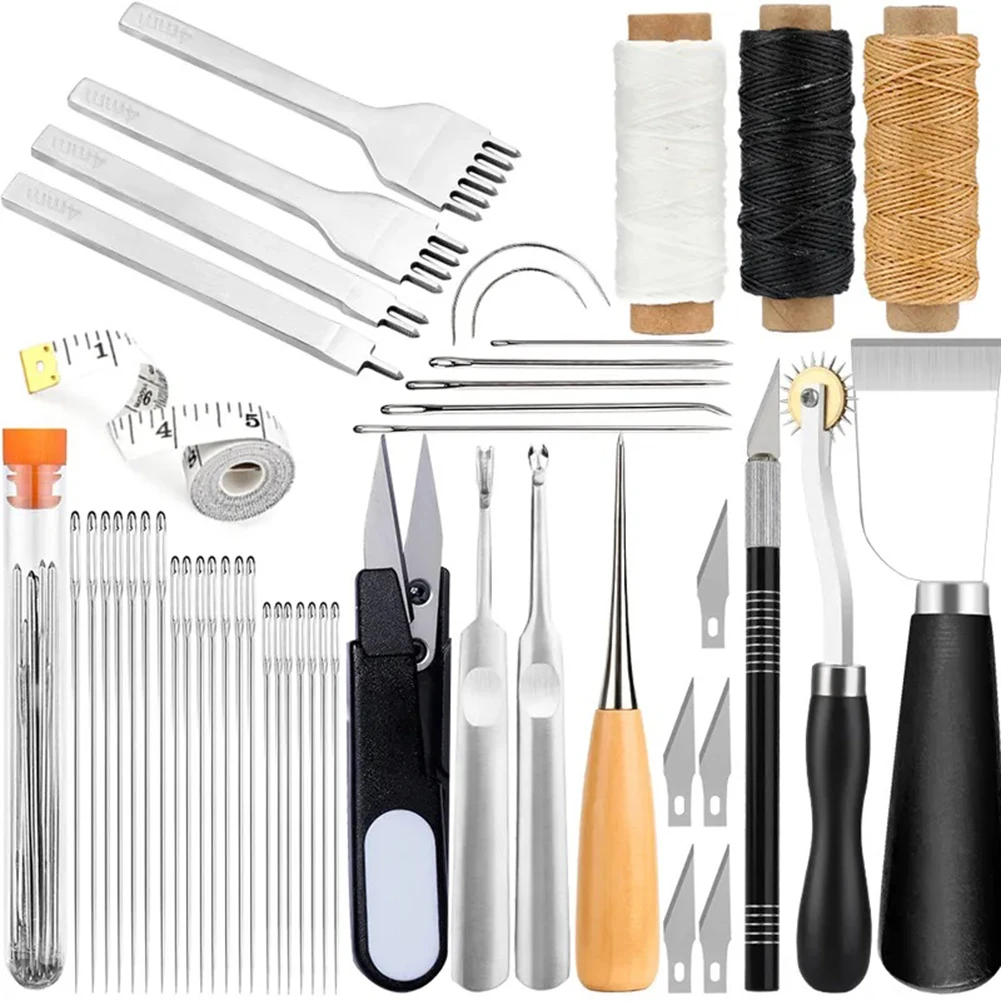 

Professional Hand Stitching Tools Punching Tools Engraving Leather Accessories Set Durable Materials for Long Term Use