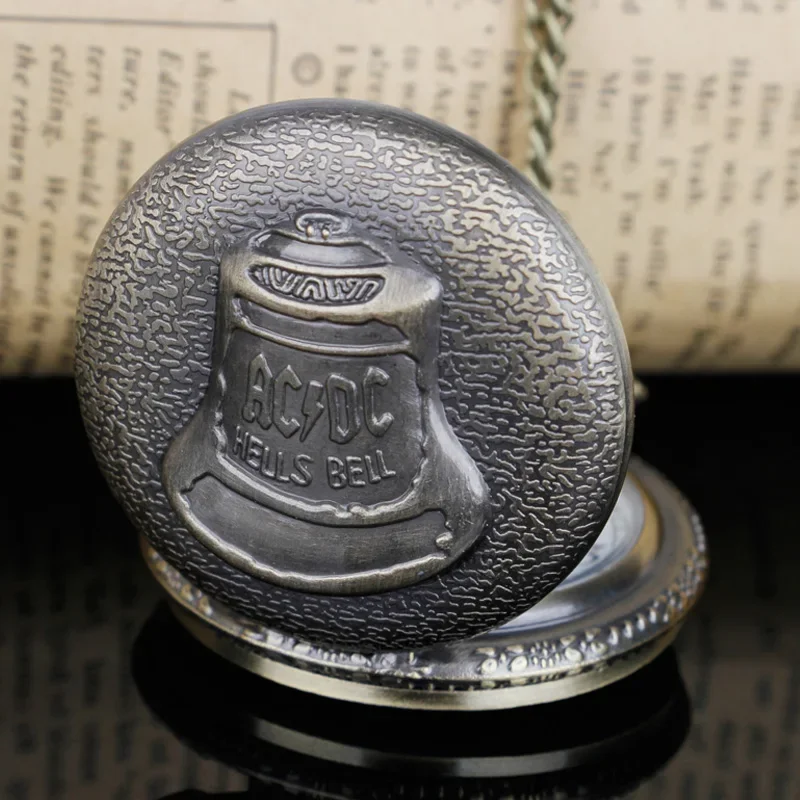 Vintage Bronze Quartz Pocket Watch Hell Bell Pattern Pendant Jewelry Chain Watch Men Women Clock Gift Collection
