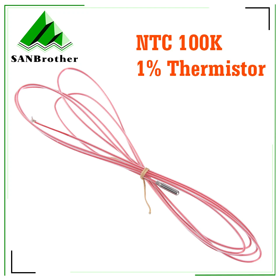 3D Printer NTC 100K 1% Thermistor 3*15mm Steel Head Temperature Cable 1.4Meter long Accessories