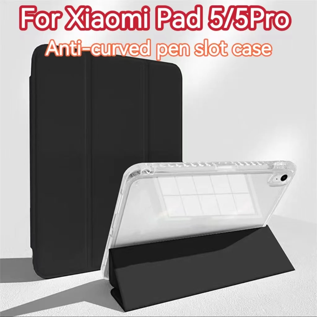 Per Xiaomi Pad5 5Pro Custodia 11 Smart Tablet Pen Slot Custodia Protettiva Trasparente Con Ricarica Wireless A Tre Pieghe