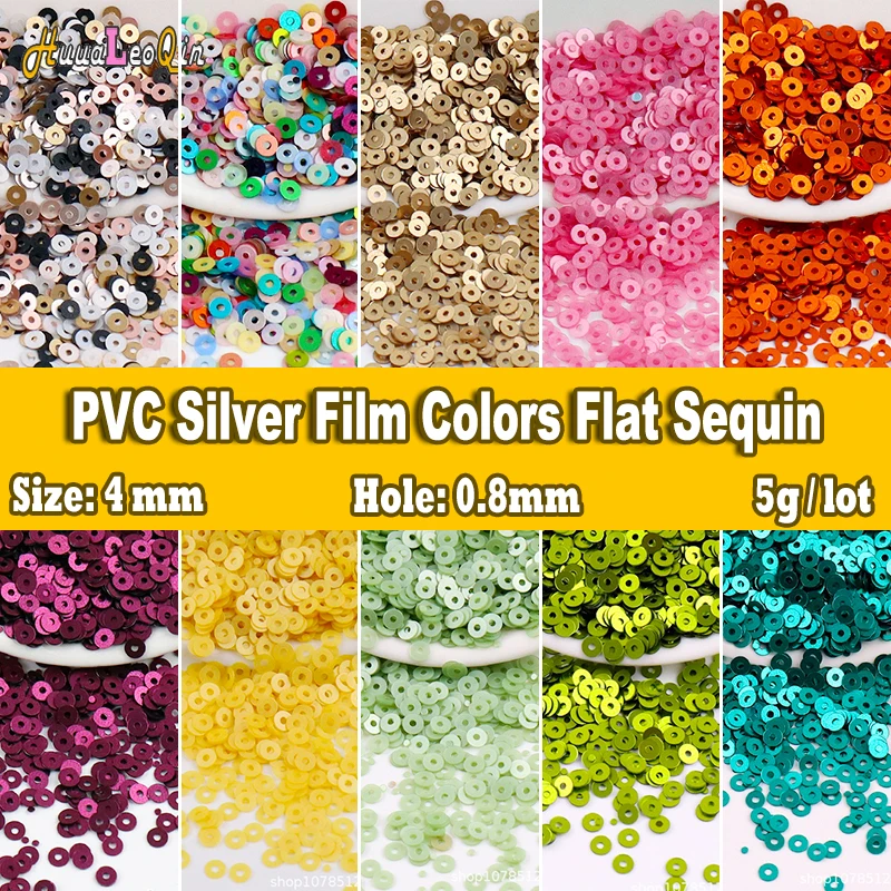 

1000pcs/5g 4mm Silver Film Sequins Flat Round PVC Loose Sequin Paillettes for Needlework Jewelry Making DIY Crafts Sewing