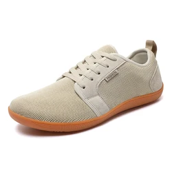 Unisex Minimalist Barefoot Sneakers - Lightweight, Breathable, Non - Slip Outdoor Shoes - 45 (Beige)