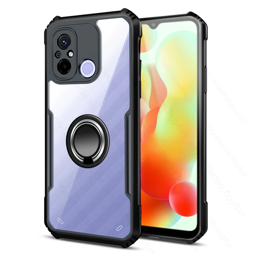 Per Redmi 12C 4G Custodia Acrilico Trasparente Antiurto Armor Coque Redmi12C Redmy 12C 12 C C12 Magnet Holder Ring Protect Fundas