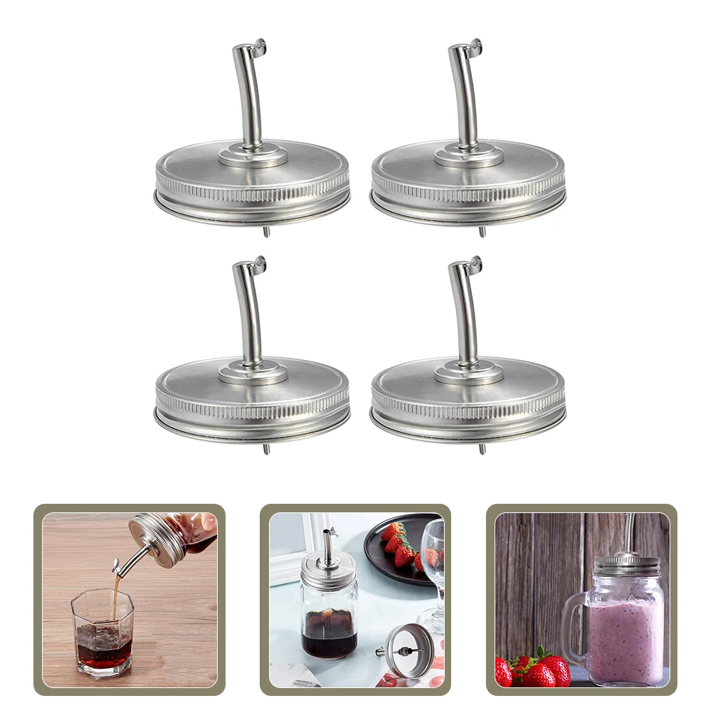 

4pcs Oil Pour Spout Lids Jar Replacement Oil Spout Lids Compatible for Mason Jars