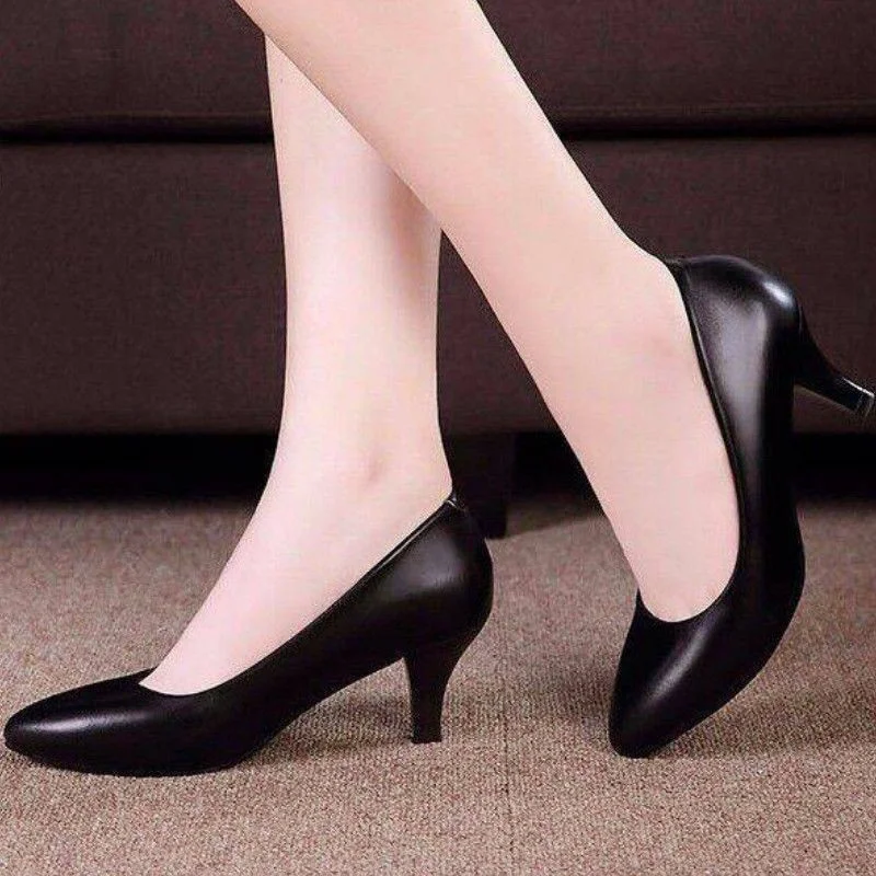 OFFICE Harlem Pointed Court Stiletto High Heels Black Nubuck - High Heels