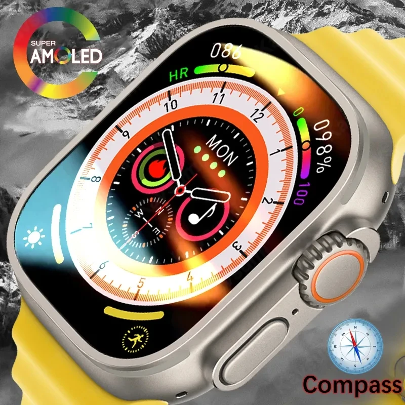 HK8 Pro Max Smart Watch Men 49mm 2.12 AMOLED Screen 1:1 Compass NFC High  Refresh Rtae Smartwatch Sport Ultra Watch