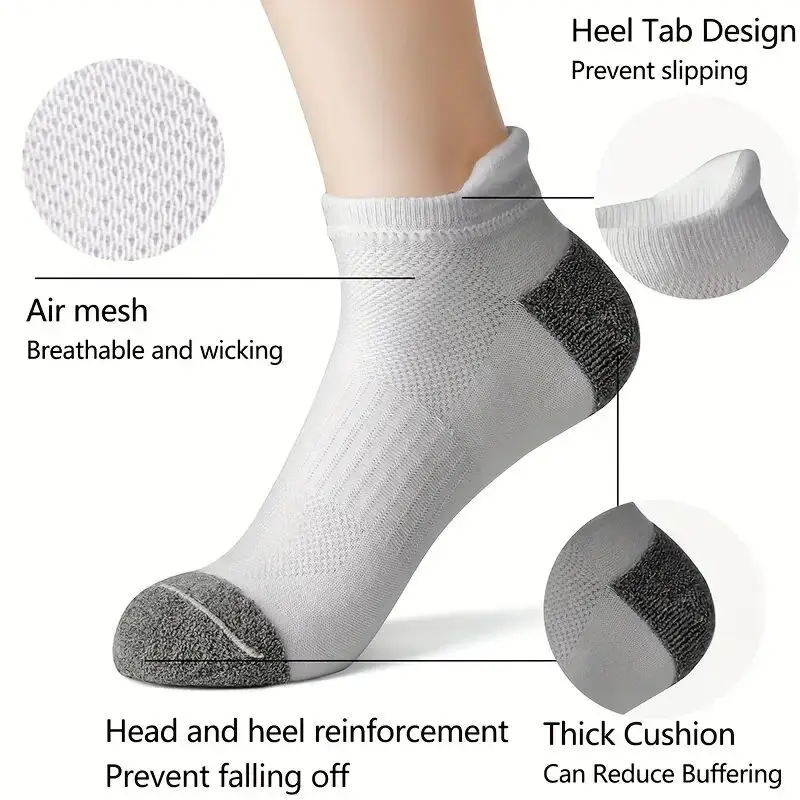6 Pairs Cotton Man Socks Sports Solid Color Male's Short Sock For Cycling Breathable Mesh Ankle Summer Running Socks