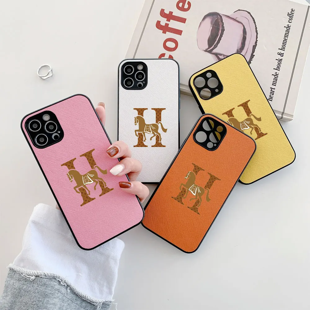Elegant H Cross Leather Luxury Phone Case - Classic Fashion Cover