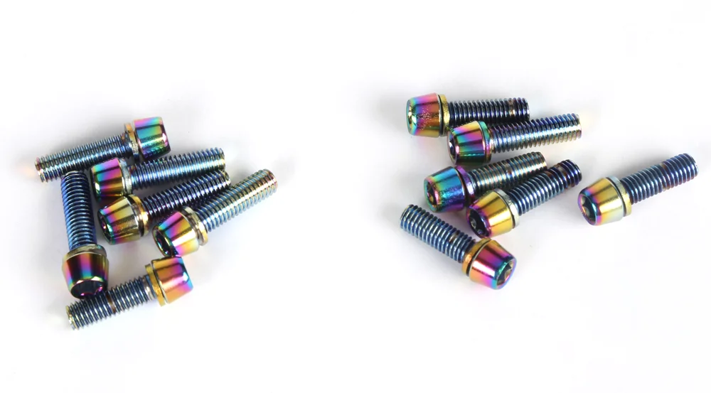 TANKE 6 Stück M5 * 18 15 mm Bolzenschraube mit Dichtung für MTB-Straßenfahrrad-Vorbau und Flaschenhalter Regenbogen – Detail 8