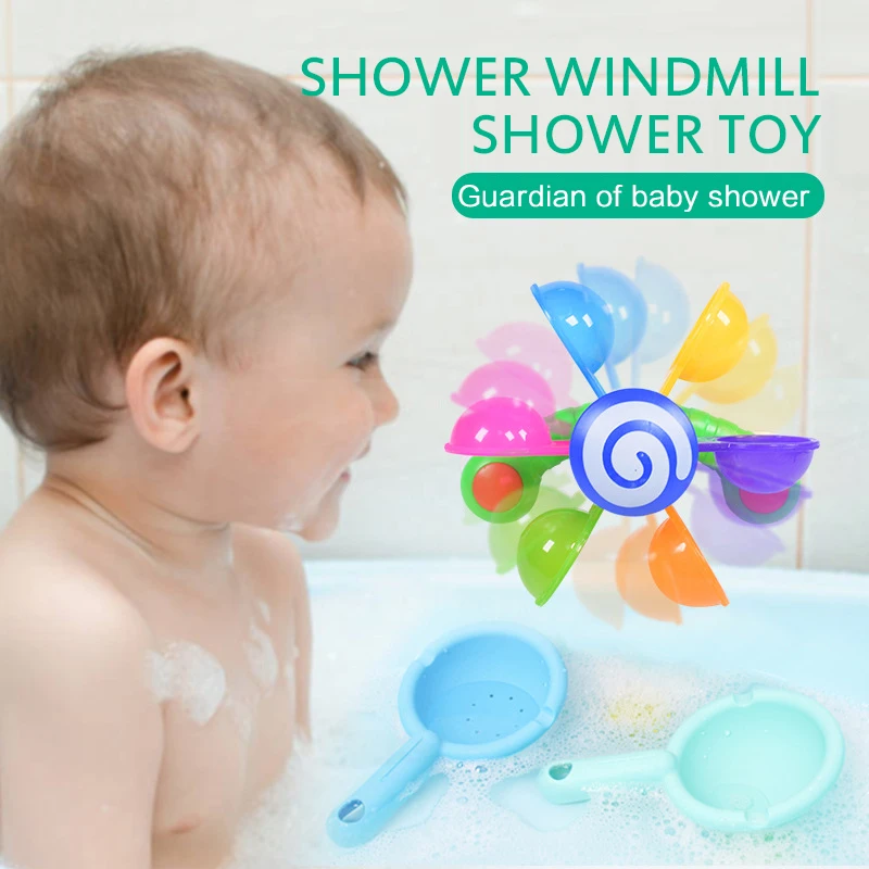 

Baby Bath Toys for Kids Windmill Waterwheel Toy With Suction Cup Spinners Rotary Toys for Children Bathroom Toy 1 2 3 4 5 Years