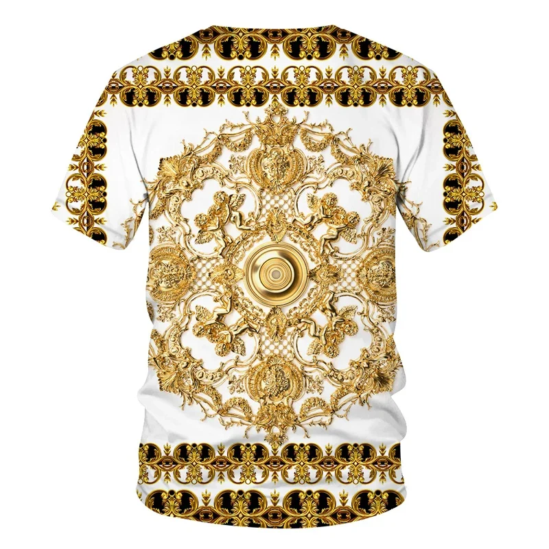 Luxus Barock Stil 3D Druck männer T-shirts Mode Rundhals Kurzarm Lose Tops Tees Übergroßen Männer Kleidung 6XL 2023 neue – Detail 6