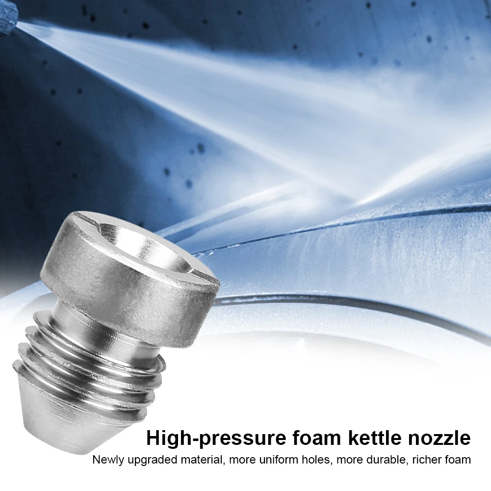 Foam Maker Tips 1.0mm/1.1mm/1.15mm Thread Pressure Foam Pot Sprayer Filter Stainless Steel Silver Snow Foam Orifice Nozzle Tips 2