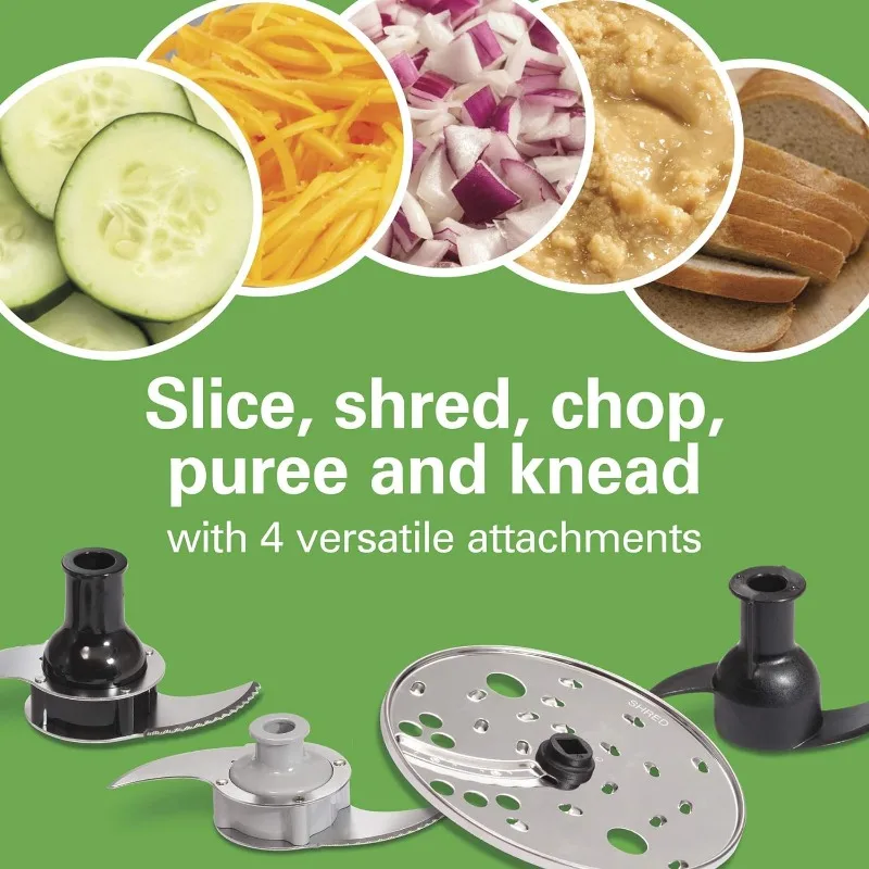 Hamilton Beach Stack & Snap Food Processor and Vegetable Chopper, BPA Free, Stainless Steel Blades, 14 Cup + 4-Cup Mini Bowls 6
