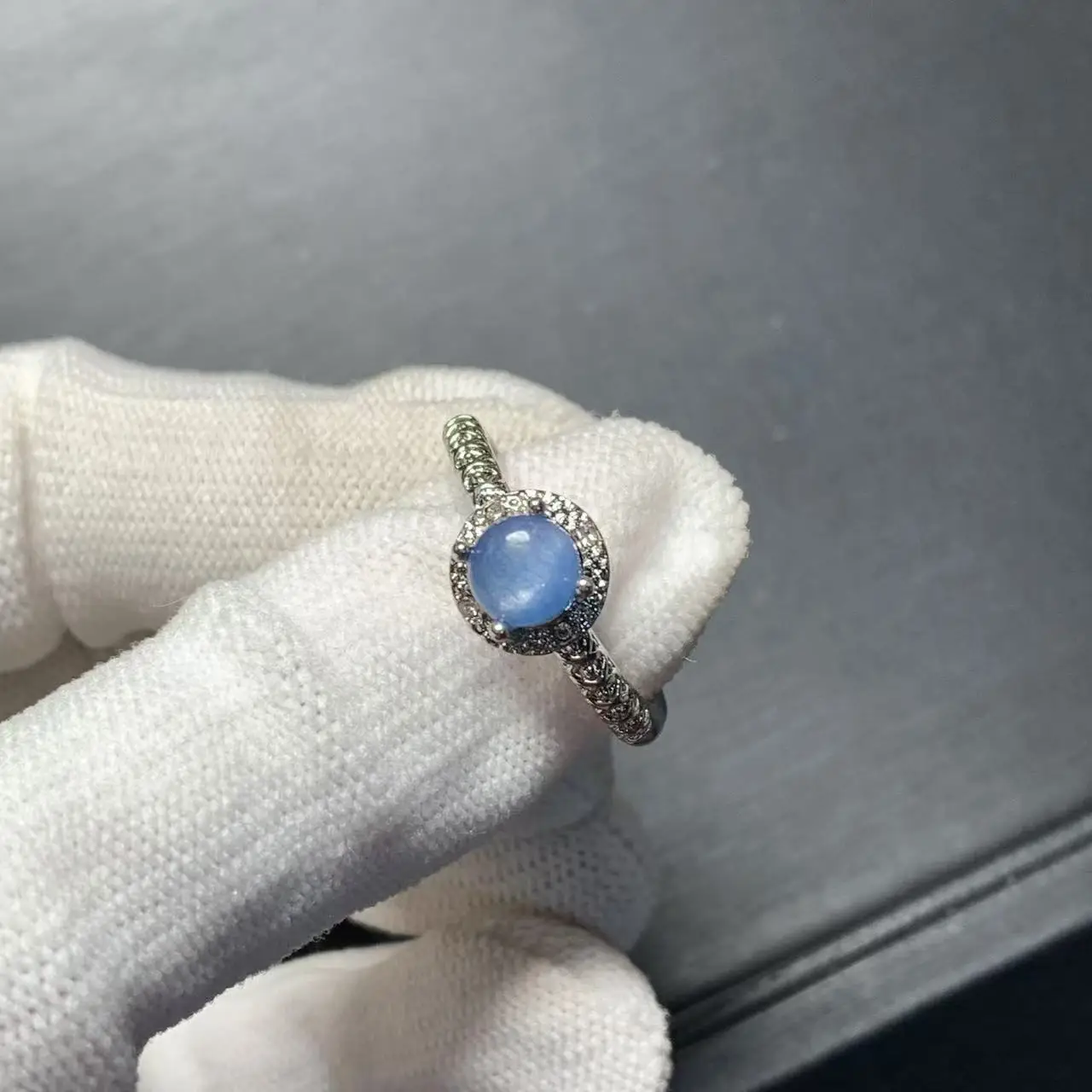 MM Natural Blue Kyanite Ring Adjustable Female Ring Jewelry for Women Gift Wholesale High Quality Vintage Fine