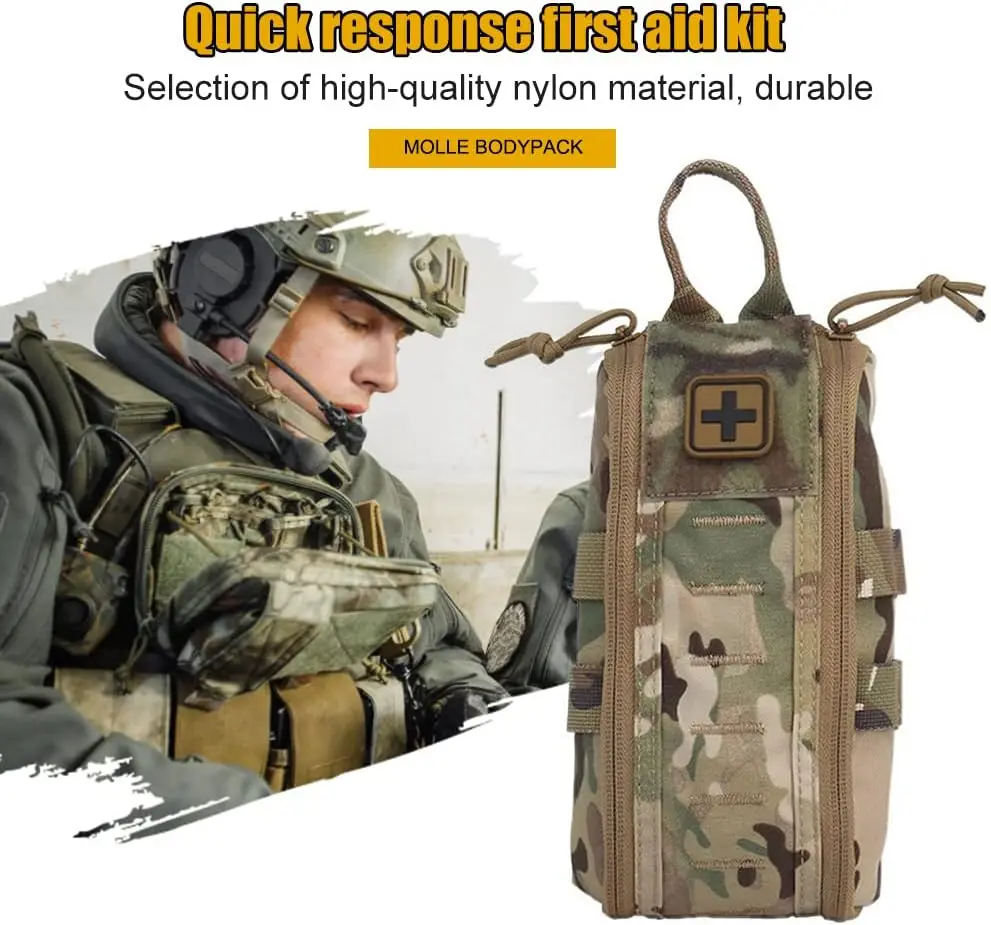 

Tactical First Aid Kit Pouch MOLLE Waist Belt Bag Hunting Vest Outdoor Camping Pack Quick Response Tool Pack