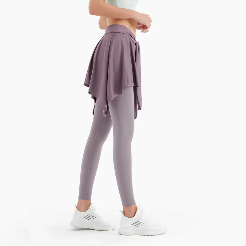 Women Sports Yoga Skirt Bandage One-Piece Short Skirts Hip Covering Towel Pantskirt Ballet Dance Culotte Girls Gym Workout Dress