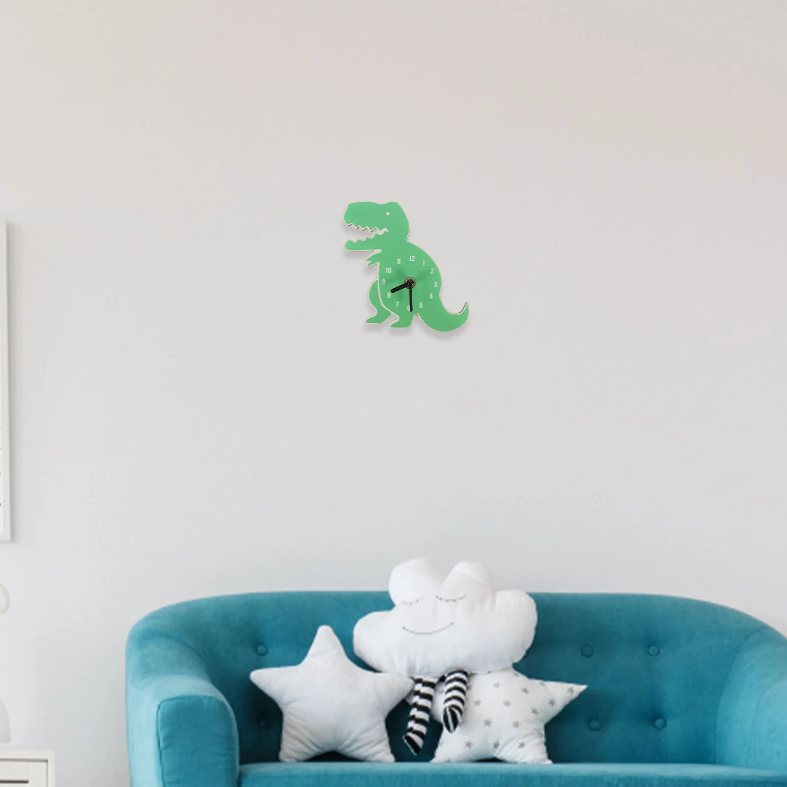 Mini Silent Green Dinosaur Clock Wall Hanging Clock Kids Room Decor Household Office Bedroom Cartoon Wall