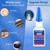 New Super Glue 406 Repairing Glue Instant Adhesive Fast Bonding Ultra-strong Adhesive long-lasting Colorless Adhesive Glue Tool 3