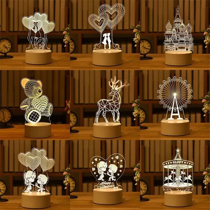 

3D Acrylic Led Lights USB Night Light Romantic Love Gift Christmas Night Lamp Valentine's Day Wedding Decoration Home Room Decor