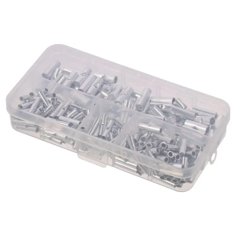 실버 주석 도금 구리 버트 스플라이스 커넥터 금속 키트, 비절연 버트 커넥터, 22-18AWG, 16-14AWG, 12-10AWG, 200 개