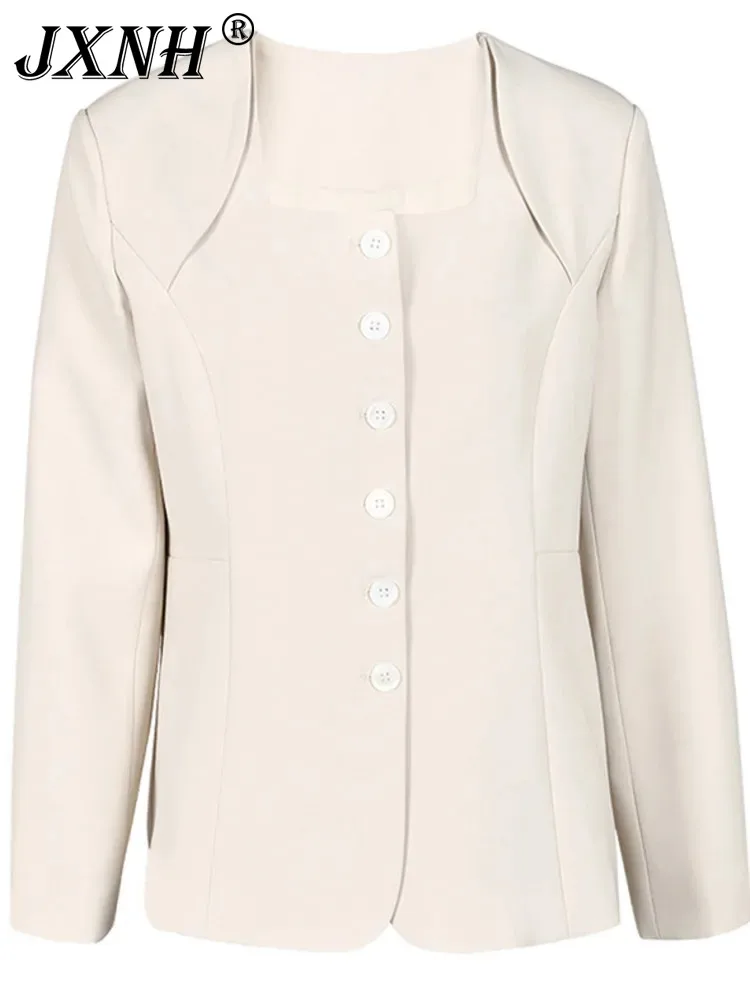 Simple Solid Color Women's 2024 Spring  Autumn Season New Versatile Korean Version Loose Fashion Single Breasted Slimming Suit