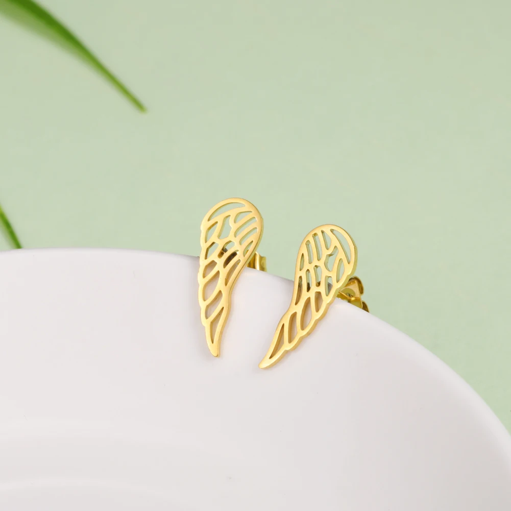 Simple Hollow Wing Stud Earrings 2022 New Stainless Steel Women Earrings Trend Charm Jewelry Accessories 3