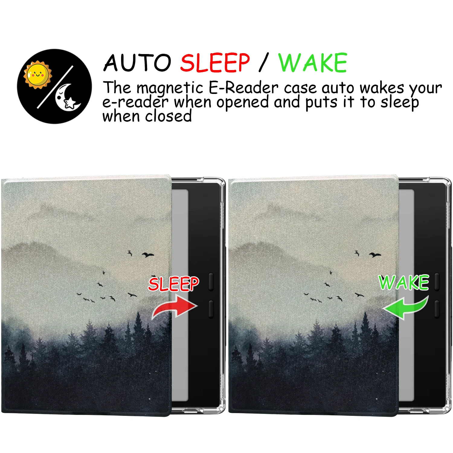 Magnetic Detachable Flip Cover with Built-in Pen Holder and Auto Sleep/Wake Function