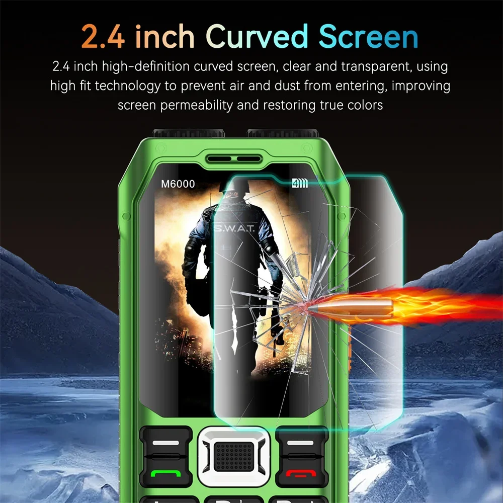 UNIWA M6000 2G Feature Phone Power Bank 2.3Inch FM Radio MP3 Voice Record Torch Cheap Mobile Phone English Keys Button Cellphone 2