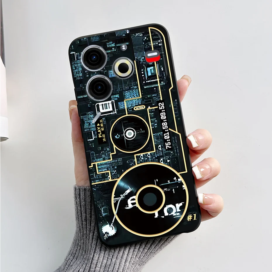 Luxury Marble Black Silicone Soft Phone Case - Elegant TPU Back Cover in 6.78