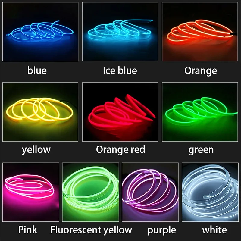 1M 3M 5M car EL Wire led strip Atmosphere light per fai da te flessibile AUTO interior Lamp decorazione del partito luci strisce al Neon 12V USB