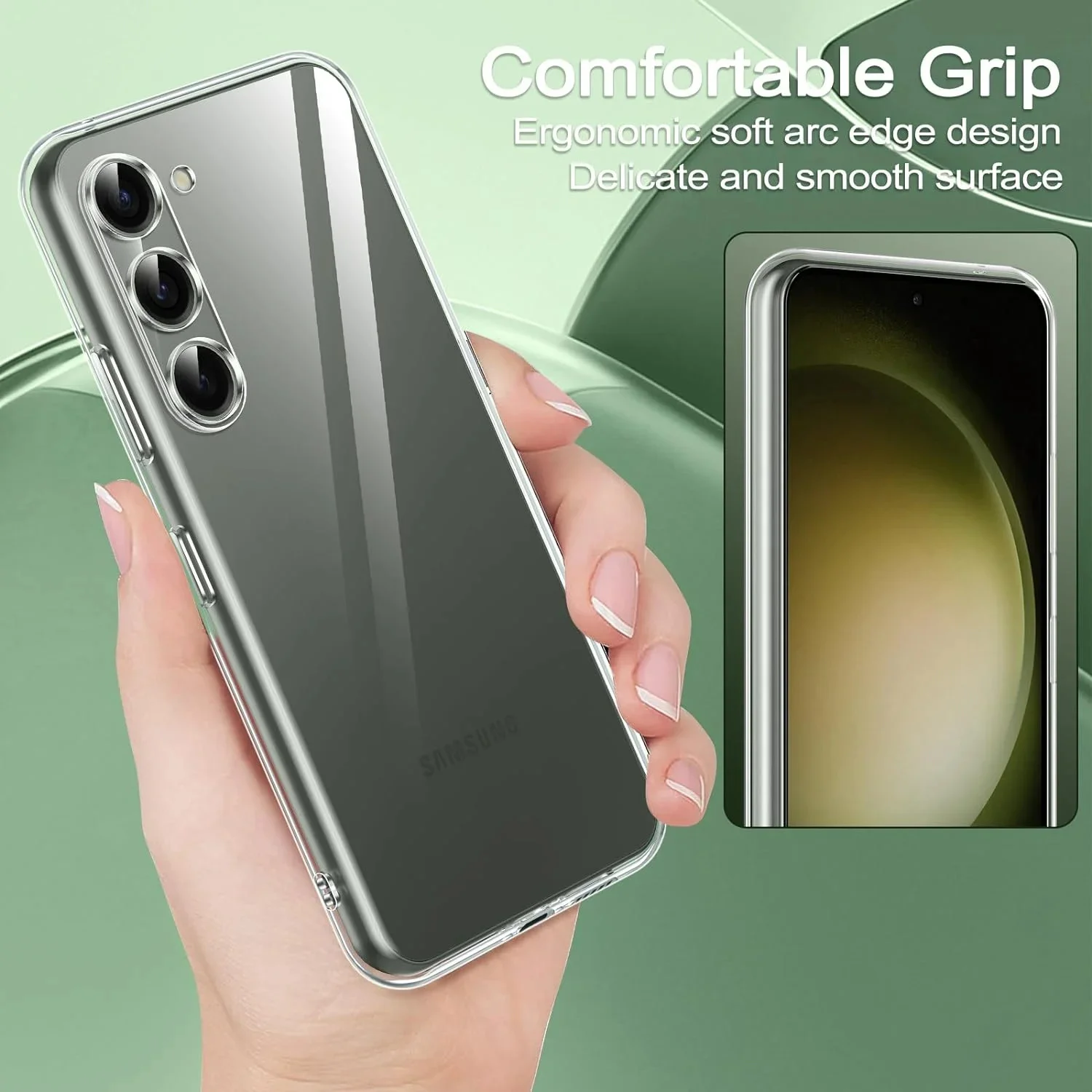 Clear Silicone Soft Phone Case Cover, Transparent Protective Back Cover, Shock-Absorbent Gel Shell