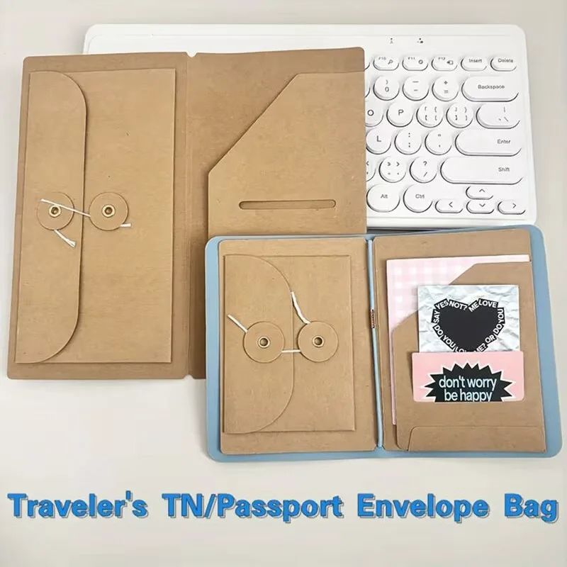 Kraft Paper Refillable Travel Journal Organizer, Standard Portable Passport Size Insert Cards