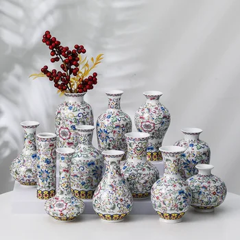 Blue and White Porcelain Art Chinese Style Enamel Colored Ceramic Vases Office Crafts Creative and Minimalist Home Decorations
