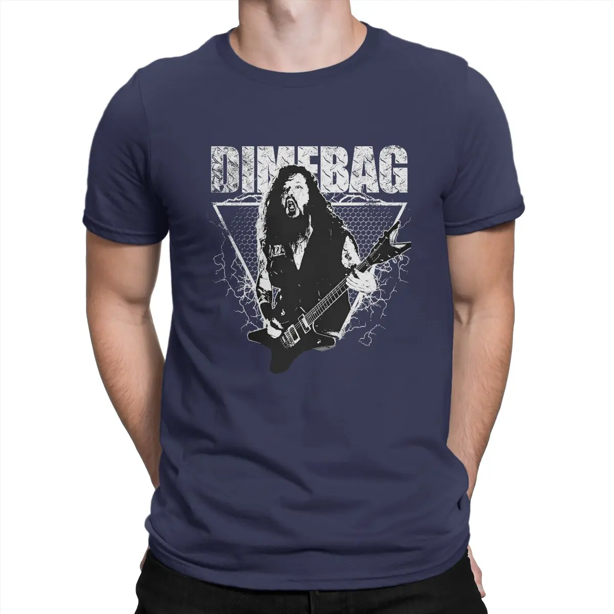 thumbnail image 1 of Camiseta de guitarrista legendario para hombre, Dimebag Darrell, cuello redondo, manga corta, tela, regalo de cumpleaños divertido y de alta calidad., 1 of 7