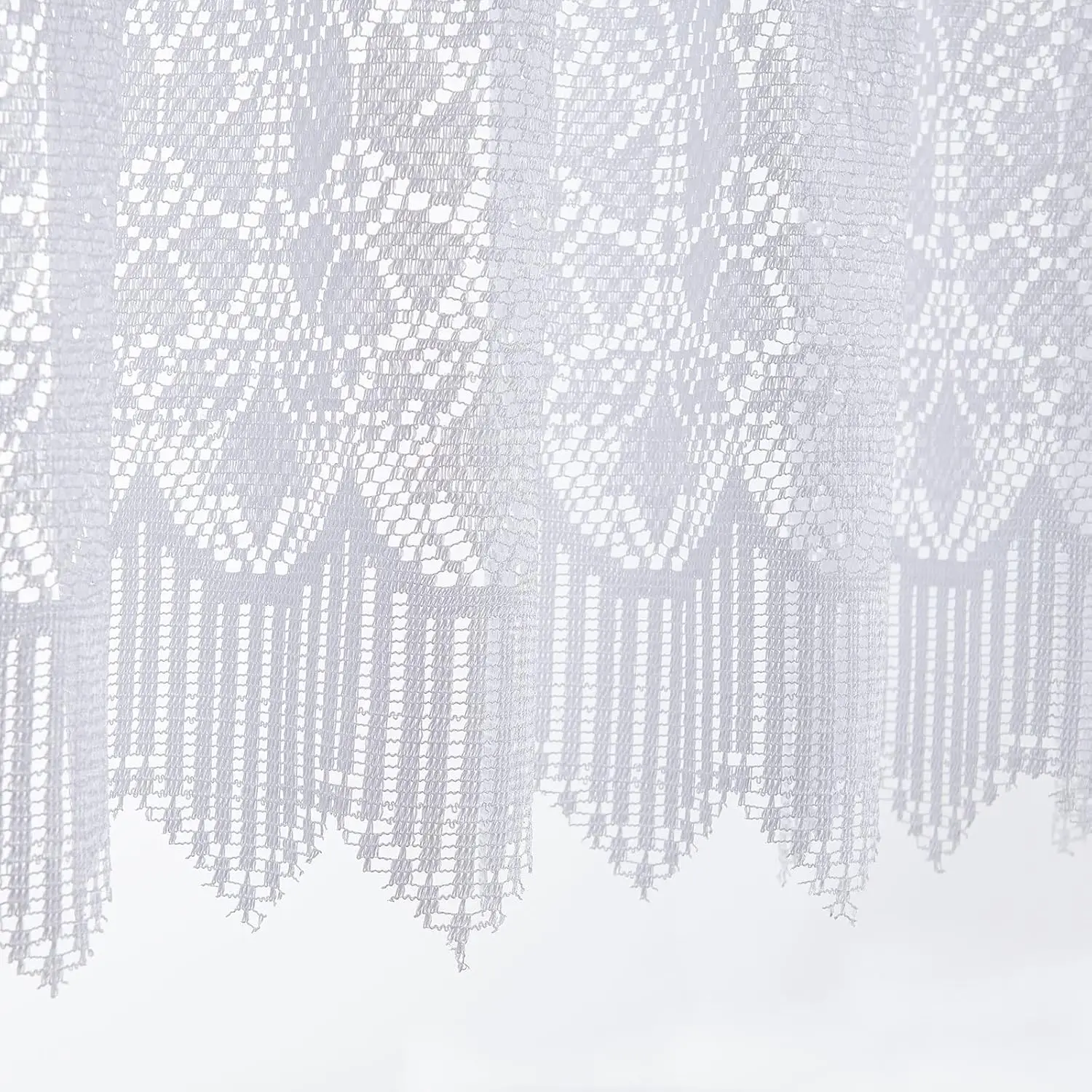 1Panel White Lace Kitchen Valance Sheer Curtains for Living Room Leaf Light Filtering Rod Pocket Rustic Sheer Valance JINCHAN window curtains tie valance curtain