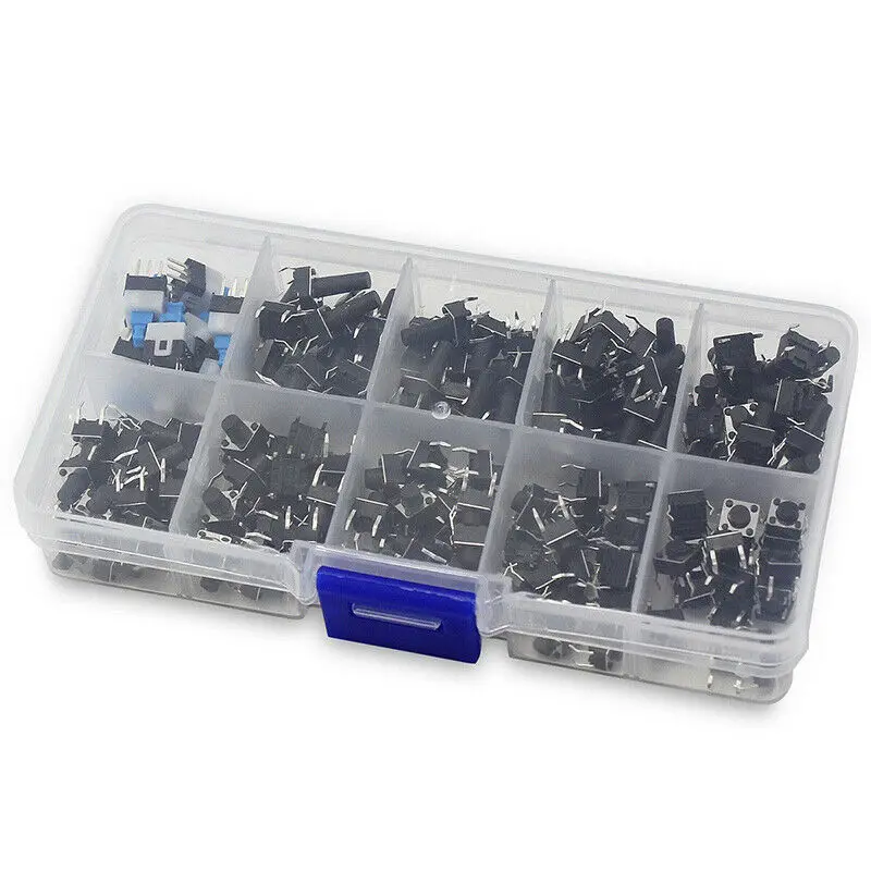 

180 Pcs 10 Values Tactile Push Button Switch Mini Momentary Tact Assorted Kits