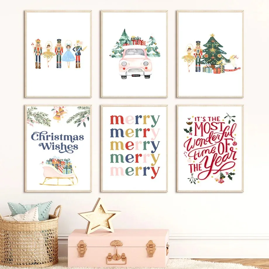 

Винтажный веселый гайковерт, украшение, рождественский подарок, настенная Картина на холсте, скандинавский постер и принты, настенные картины, декор для детской комнаты