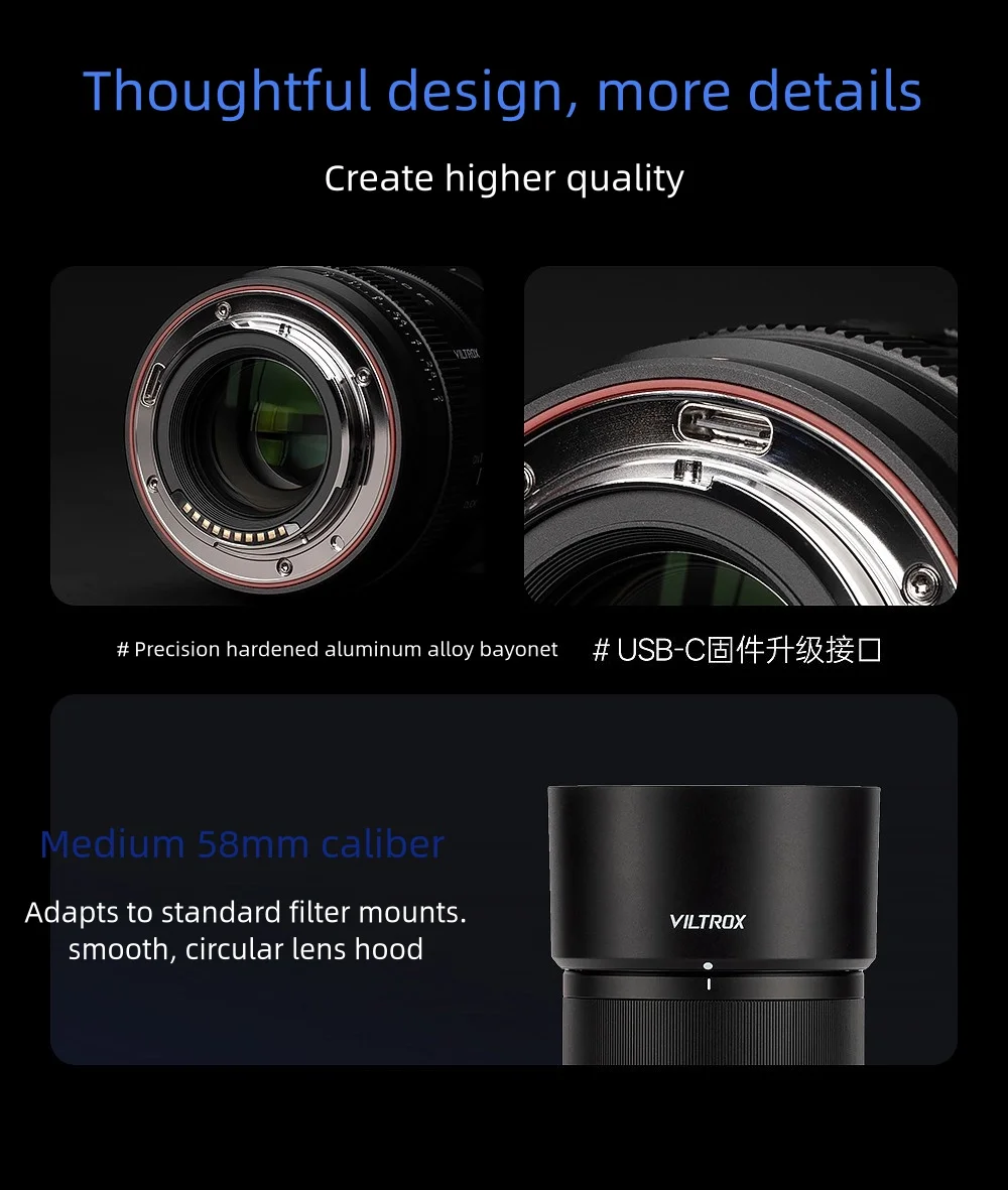 VILTROX AF 85 mm F2.0 EVO Vollformat-Autofokus-Kameraobjektiv mit großer Blende für Sony E Nikon Z Mount A7IV A7C ZV-E1 FX3 A9III – Detail 15