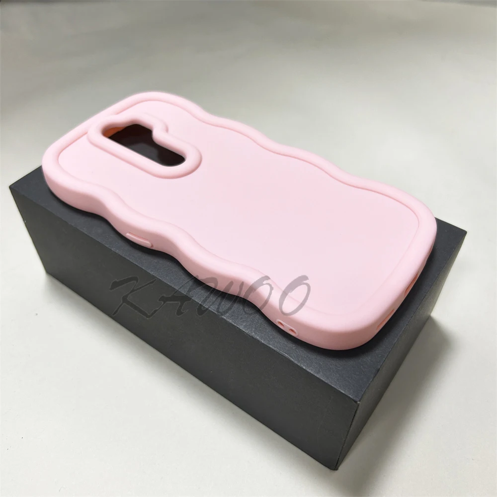 Macaron Colors Curly Frame Soft TPU Shockproof Phone Case with Wavy Bumper Design