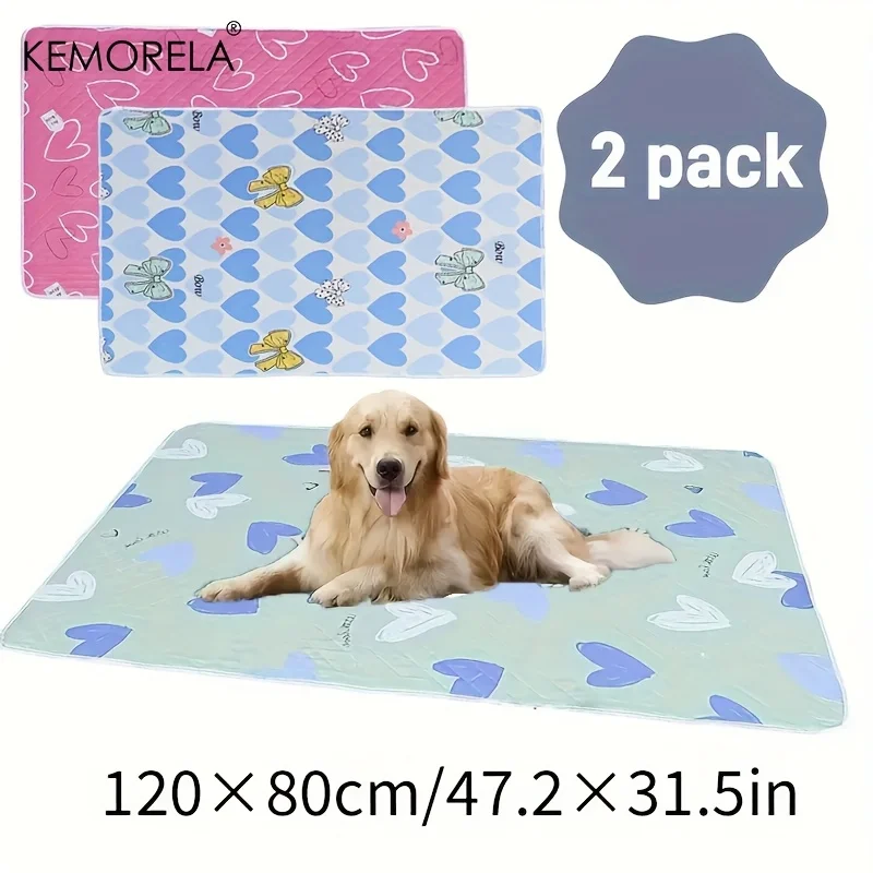 Washable Dog Urine Pads 2PCS Reusable Dog Training Pad Ultra-Absorbent Non-Slip Pet Pee Mat for Dogs Cats and Small Animals